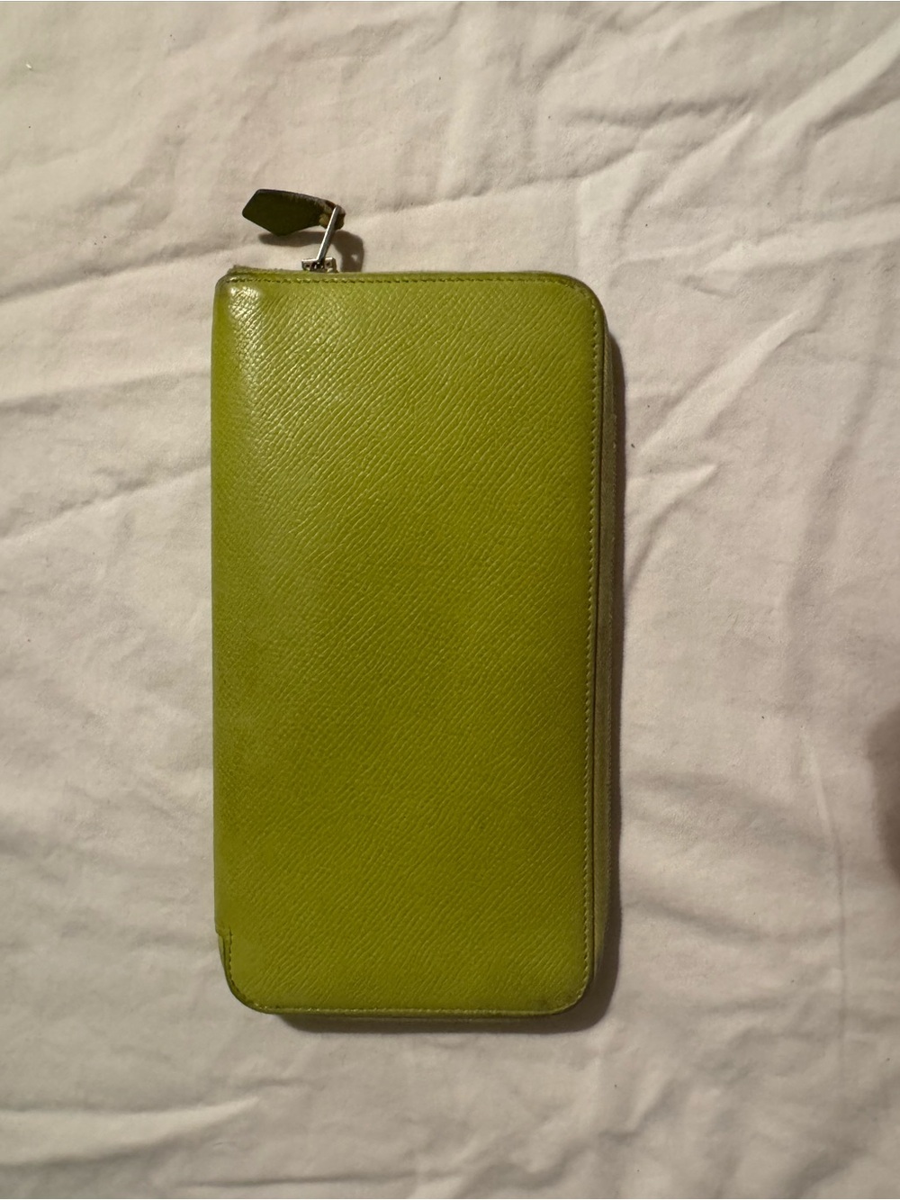 Hermes Lime Green Zip Around Long Wallet